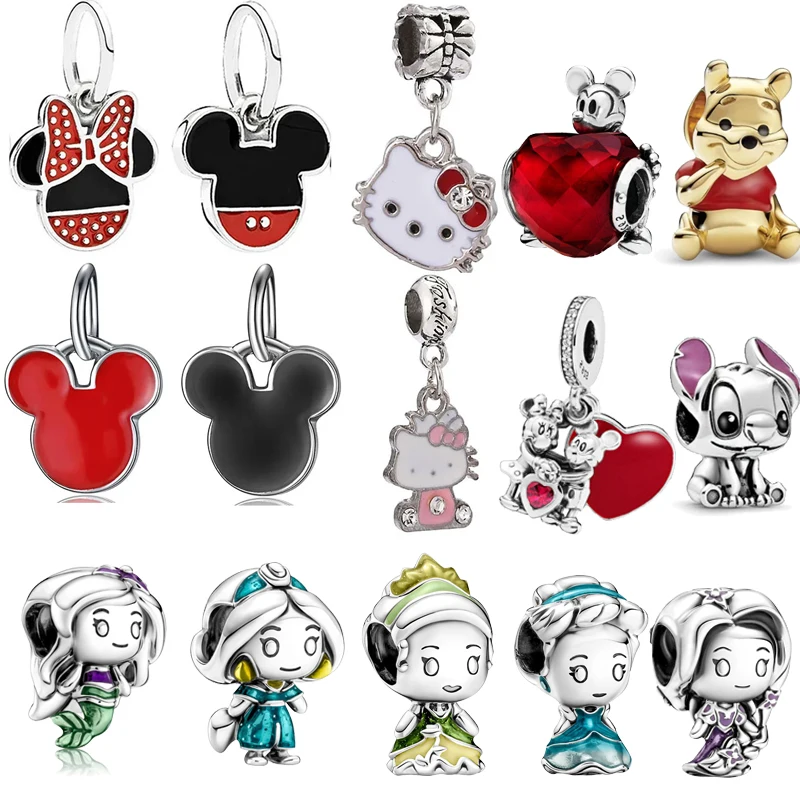 

Disney Stitch Alloy Pendant Mickey Princess Groot Charm Bead Pendant Fit DIY Pandora Women Bracelet Jewelry Accessories Gift