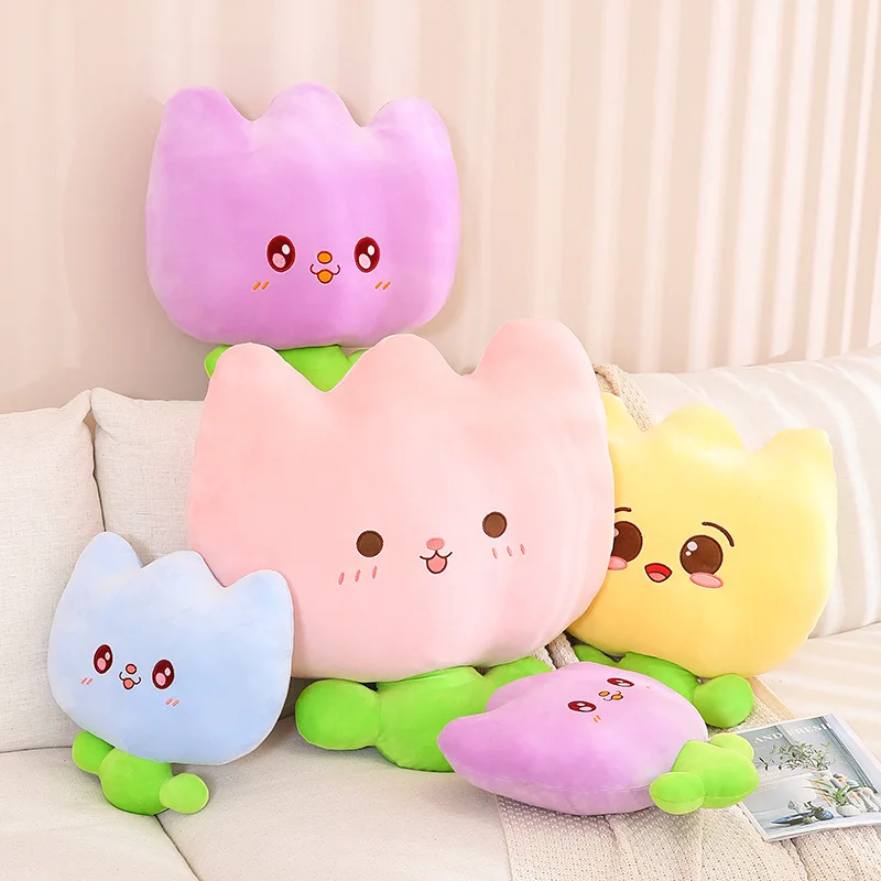

40/55/70cm Cute Tulip Plush Pillow Toy Cartoon Stuffed Plant Throw Pillow Anime LovelySoft Kids Toys for Girls Kawaii Room Decor