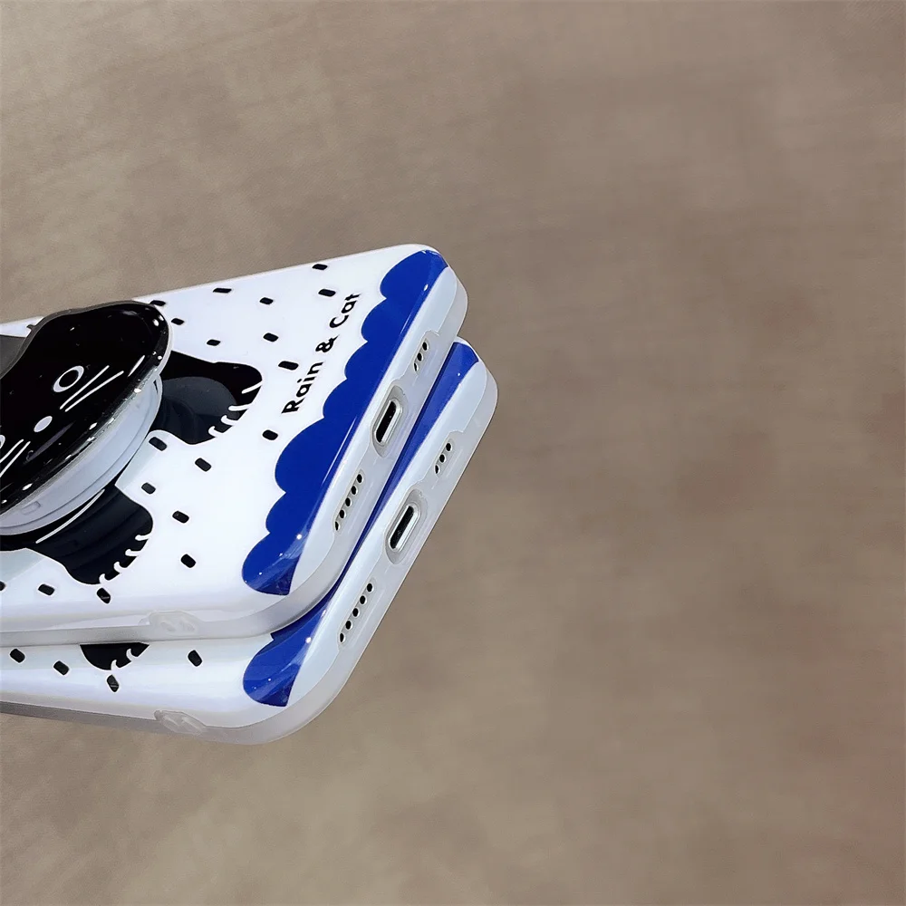 Милый мультяшный рисунок иллюстрация капли дождя Кот Стенд чехол для телефона