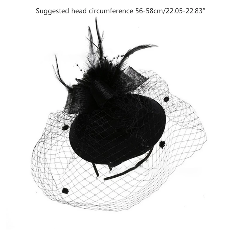Для женщин чародей повязка на голову чаепитие дерби шляпа перо вуаль Прямая