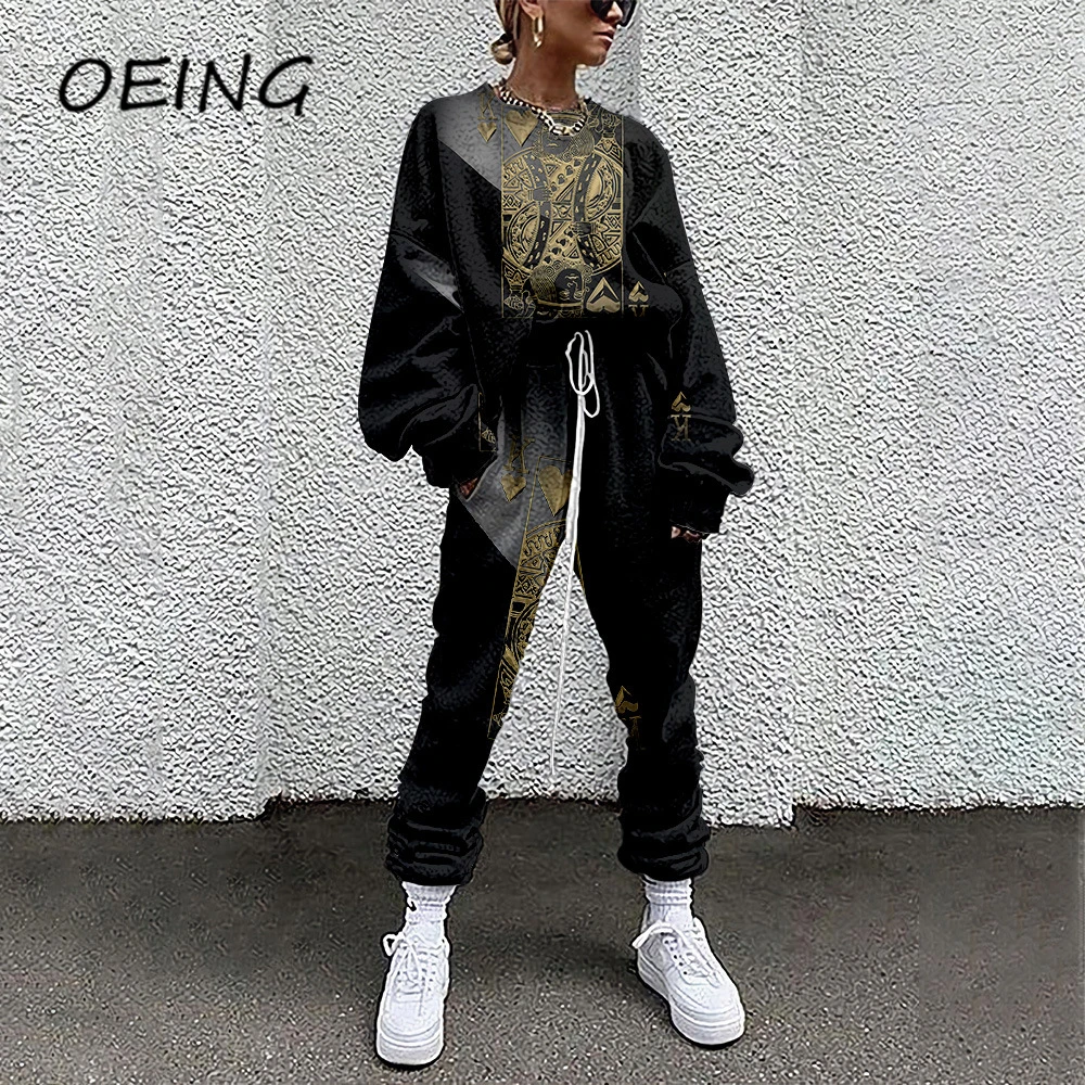

2022 Casual Two Piece Set Hoodie Long Sleeve Sweat Suits 3d Print Tracksuits