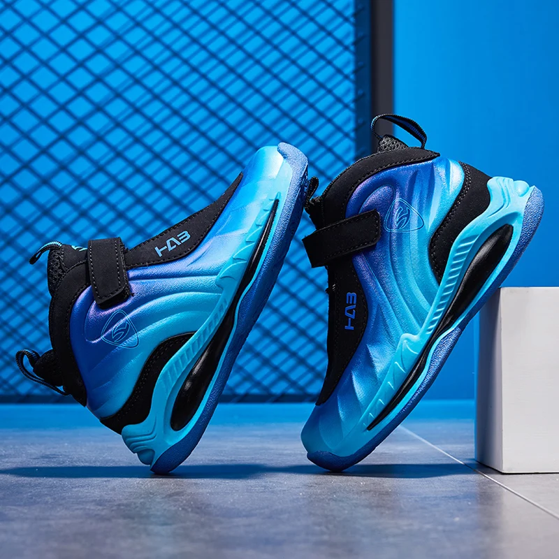 2022 Children Basketball Shoes Breathable Cushioning Blue Non-Slip Outdoor Sports Shoes Running Boys Girl Sneakers Free Shipping