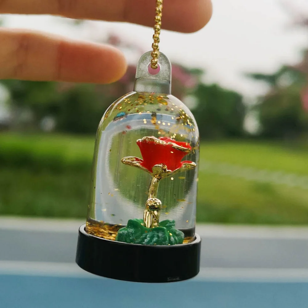 

Fairy Rose Liquid Quicksand Key Chain Acrylic Boutique Pendant Bags Car Creative Pendant Valentine's Day Gift Home Accessories