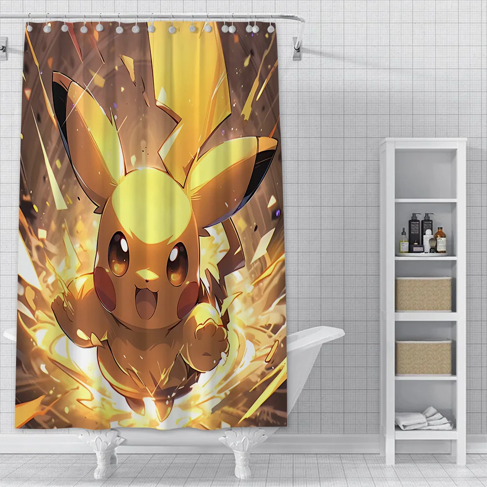 Милая душевая занавеска Pikachus Водонепроницаемая яркая шторка для ванной комнаты