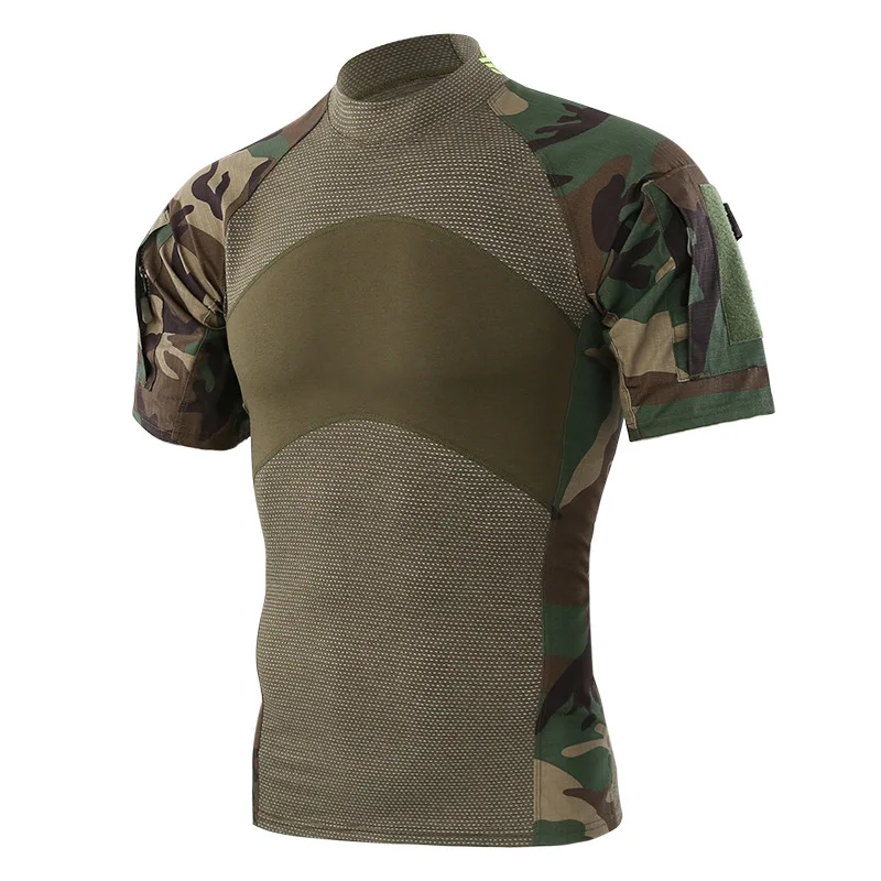 Man Fashion Tactical Running T-Shirts Thick Cotton Camouflage Short Sleeve Military Shirt Sport Breathable Dry Patriotic Apparel