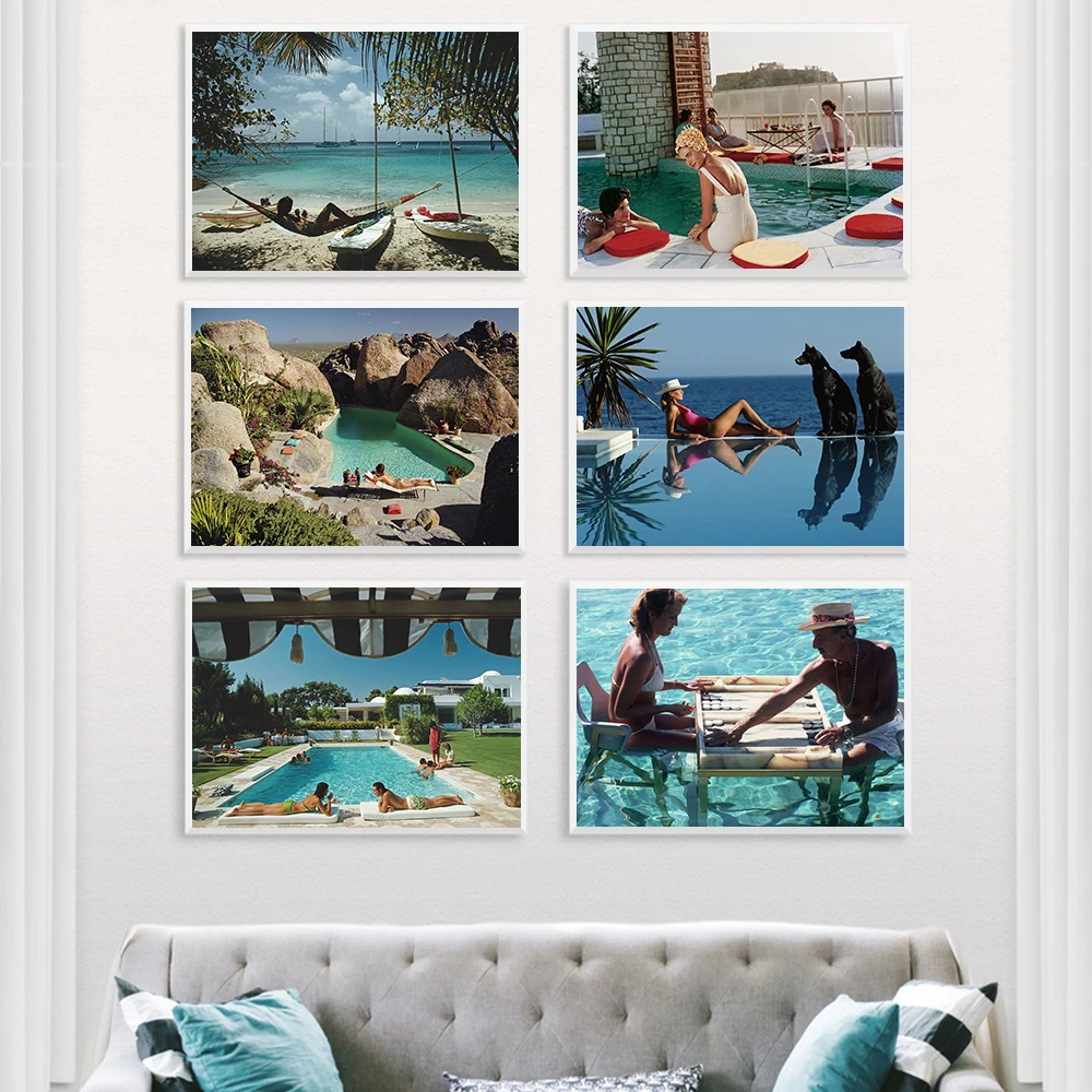 

Poolside Glamour Fashion Art Print By Slim Aarons Vintage Photography Poster Retro Wall Art Pictures Canvas Painting Home Decor