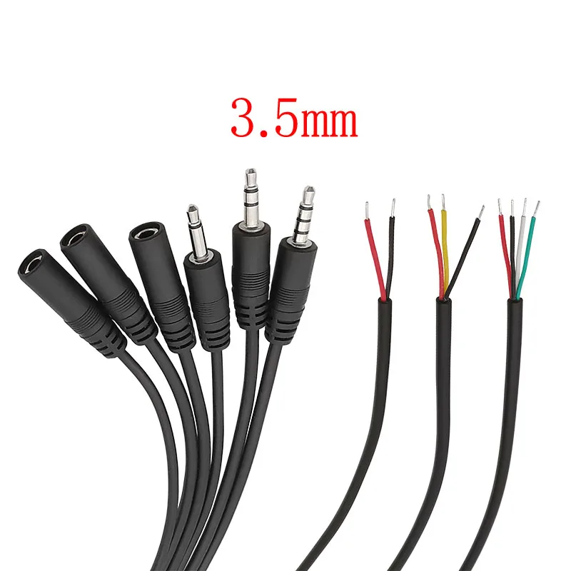 1Pcs 2.5/3.5mm Male Plug/Female Jack Mono/Stereo AUX 2/3/4Pole To Bare Wire Connector DIY Audio Headphone Repair Extension Cable images - 6