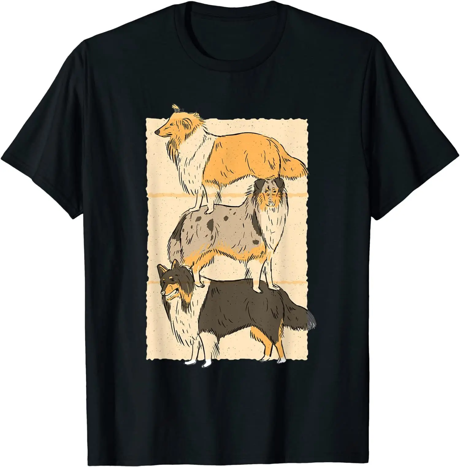

Rough Border Collie Dogs Japanese Summer Cotton T Shirt Men Casual Short Sleeve Tees Tops Dropshipping