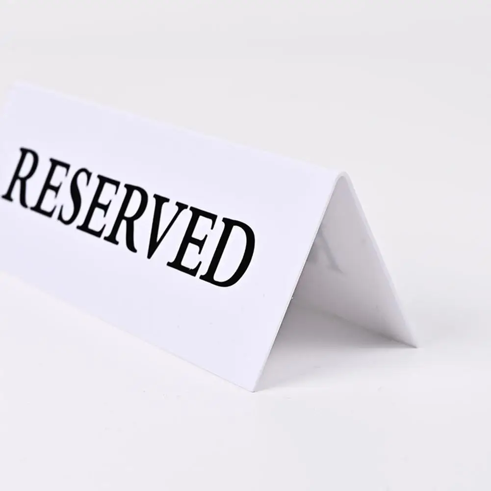 

6pcs Acrylic Table Sign Waterproof Inverted V Triangle Table Seat Reminder Sign For Hotel Restaurant Wedding Chairs Party Decor