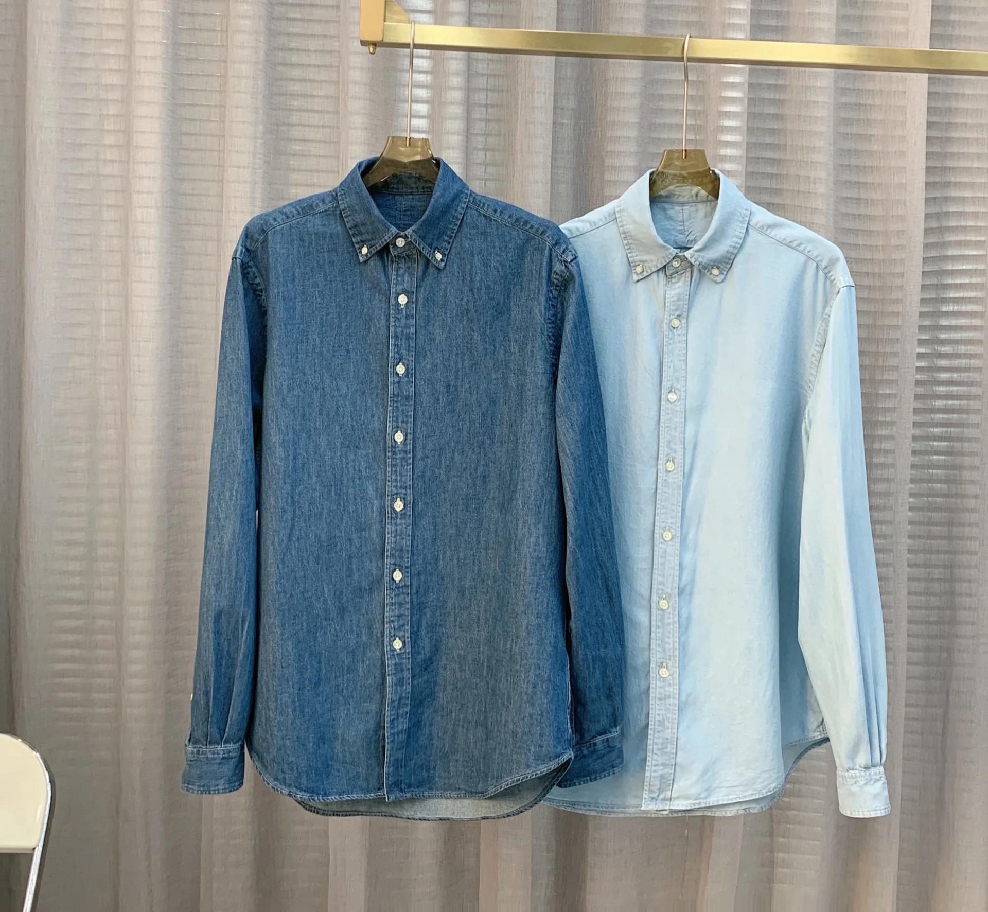 Новинка Осень-Зима Женская рубашка с длинным рукавом Ретро джинсовая эффектом