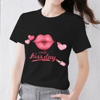 summer womens t shirt street print sexy red lips love pattern series ladies comfortable short sleeve breathable clothes top