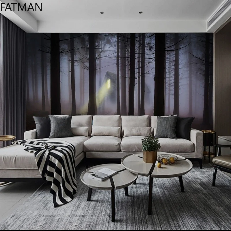 Фото FATMAN пользовательский 3d Ретро ночник джунгли хижина гостиная диван спальня ванная фон обои лес коридор роспись дропшиппинг №3