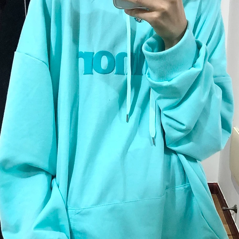 

Женский свитер с капюшоном, однотонный тонкий свитер в стиле Харадзюку С буквенным принтом, весна-осень 2022