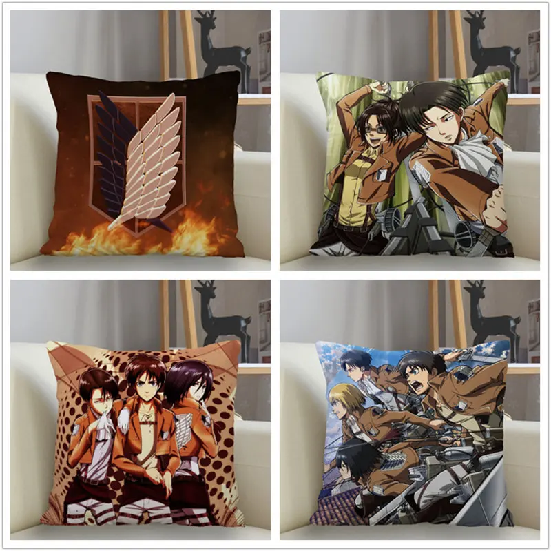 

Musife New Custom ATTACK ON TITAN Pillowcase Sofa Decorative Cushion Cover Pillowcase Home Decor Drop Shipping Wholesale