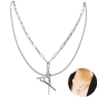 small scissor pendant necklace for women gothic steampunk accessories two layers chain necklaces new fashion charms jewelry gift