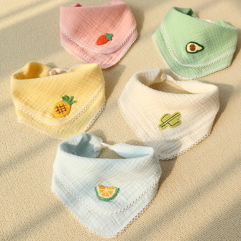 

New Summer Baby Feeding Drool Bibs Cotton Accessories Newborn Solid Color Snap Button Soft Triangle Towel Baby Bibs Baby Bibs