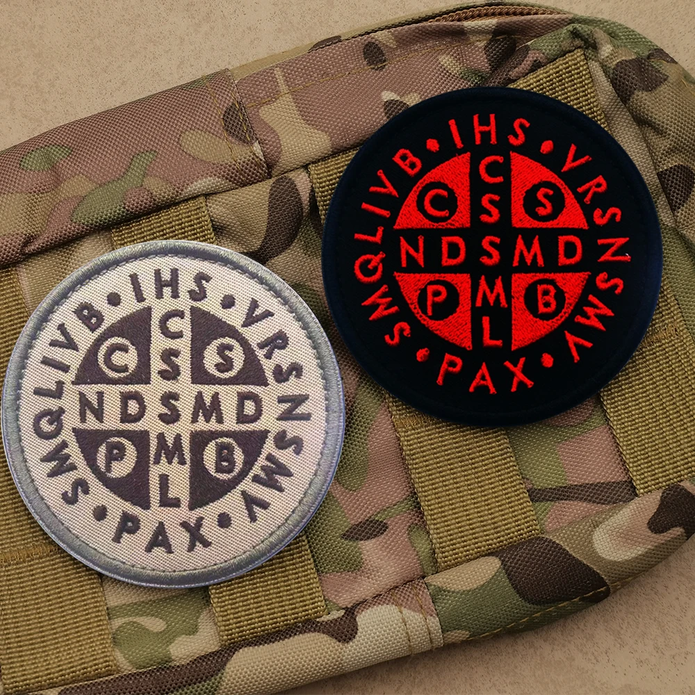 Католицизм Святой Бенедикт Крест Религия Символический Дух Вышивка Этикетка