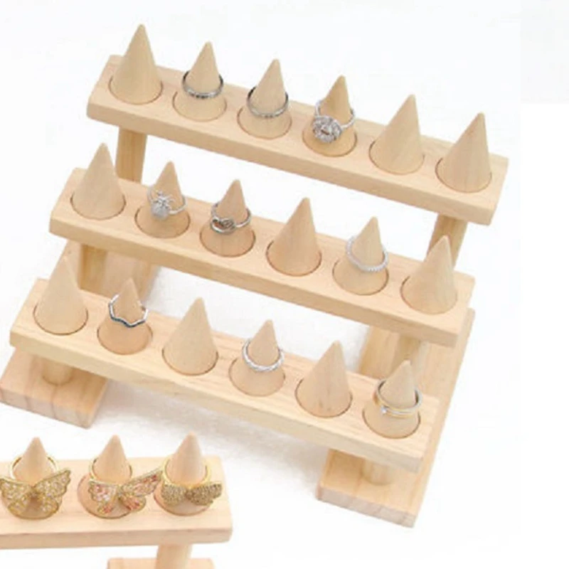 1 PCS Ring Wood Jewelry Display Stand Organizer Boho Jewelry Storage Event Display Holder Nature Wooden Base Shop Decor Wood