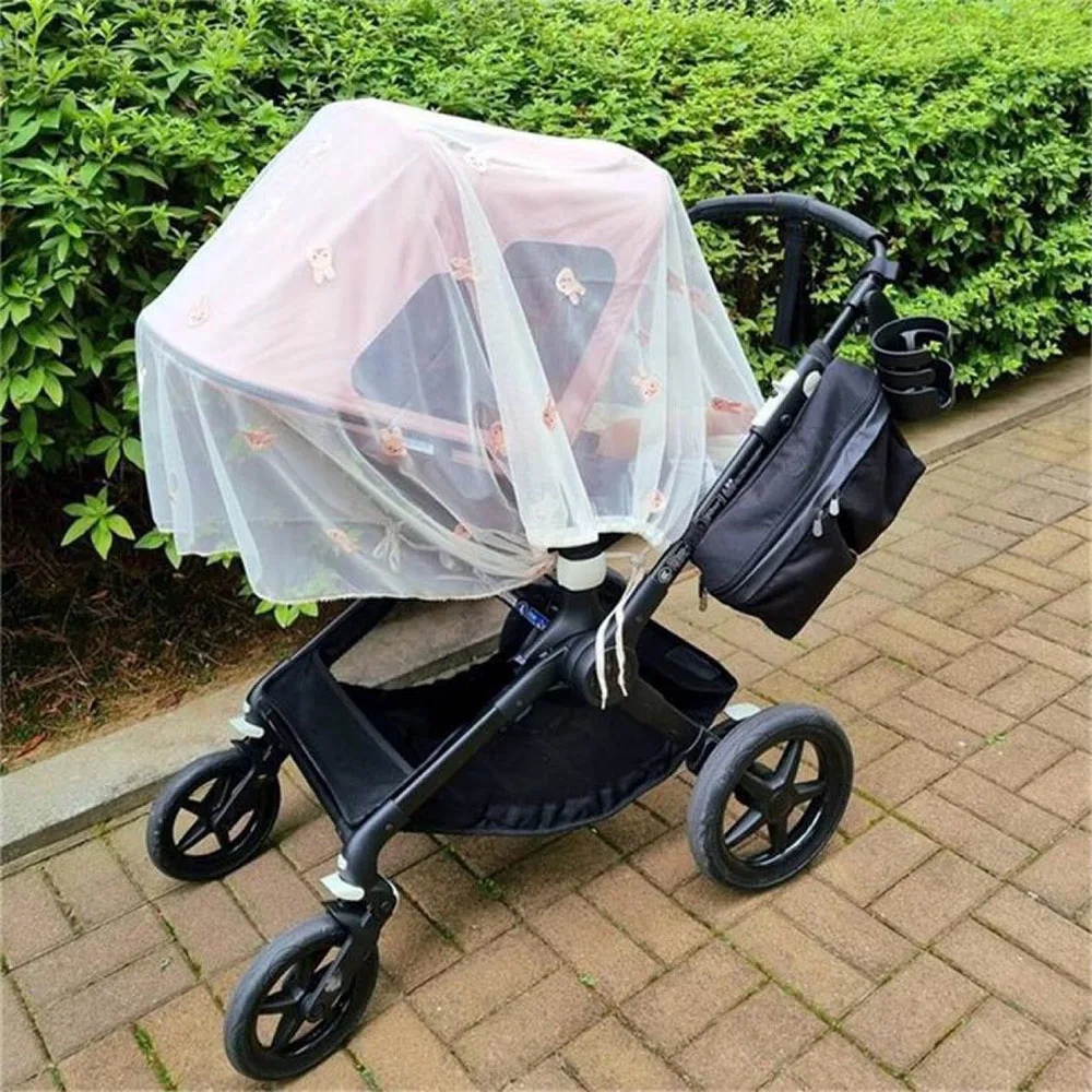 Baby Stroller Embroidered Mosquito Net Mosquito Net Full Cover Breathable Hood To Prevent Wind And Sand Insects