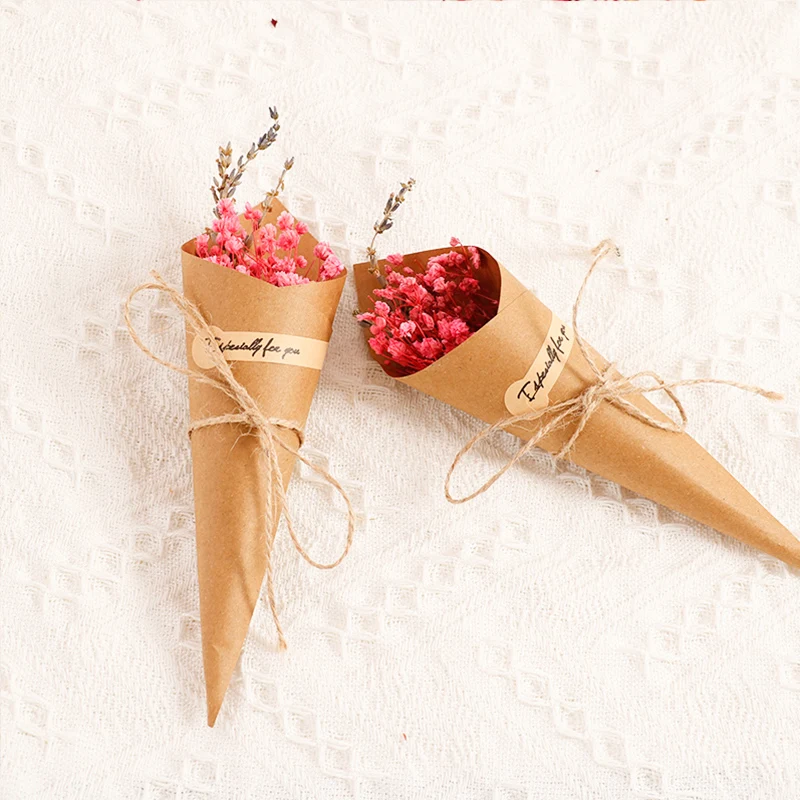 1set matrimonio carta Kraft coni di coriandoli decorazione di san valentino forniture per feste Bouquet di petali di fiori fai da te confezione regalo di caramelle