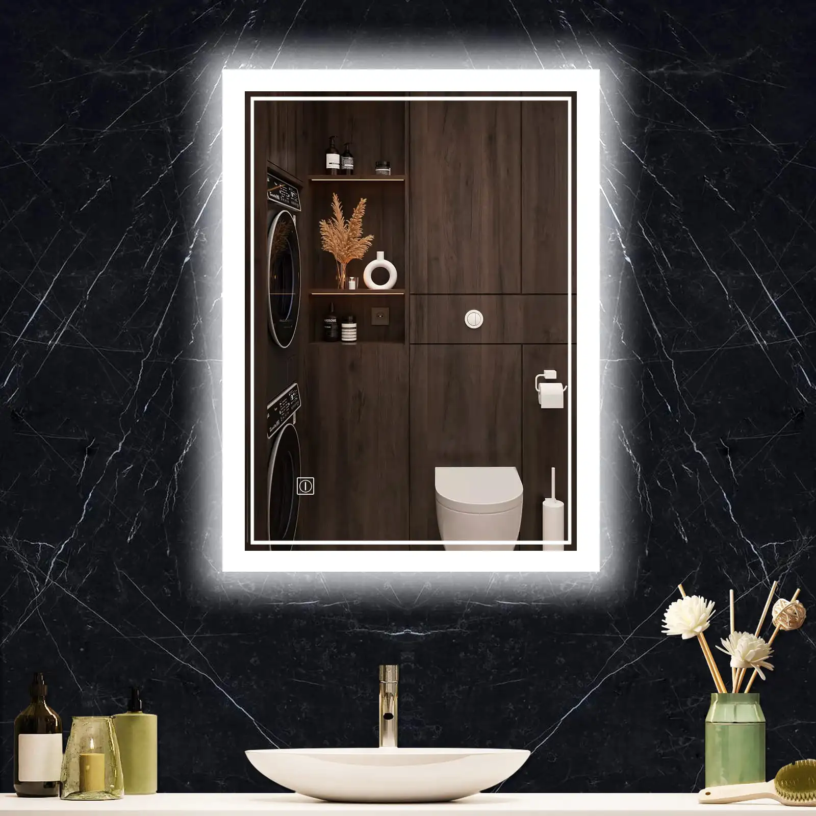 

HMTX 28x20 inch Backlit Bathroom Mirror with Lights Waterproof for Bathroom