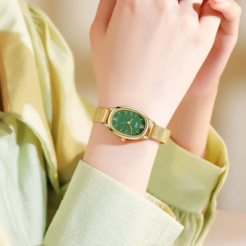 Oval Women's Simple Special-Interest Design Light Luxury High-Grade Retro Small Dial Stainless Steel Quartz Watch