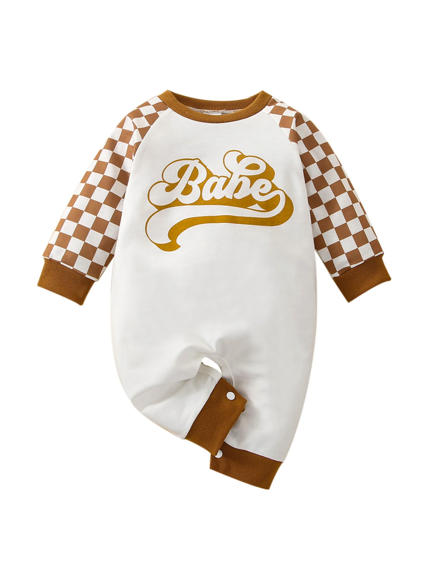 

Newborn Baby Girls Boys Romper Babe Plaid Printing Raglan Long Sleeve Jumpsuit Casual Clothes