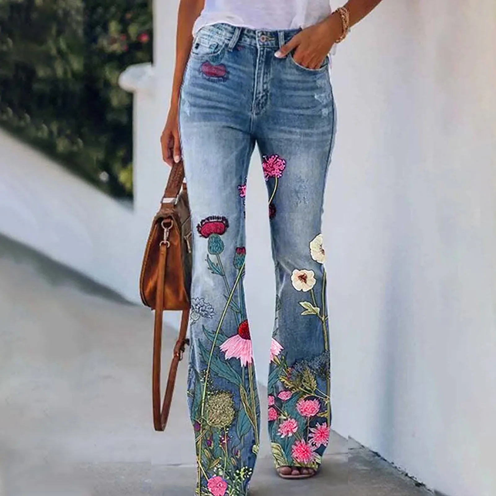 

Womens Casual Jeans Pants Leg Petite Women'S Long Multiple Choice Printed Casual Loose Pants Comfortable Clothing For Women