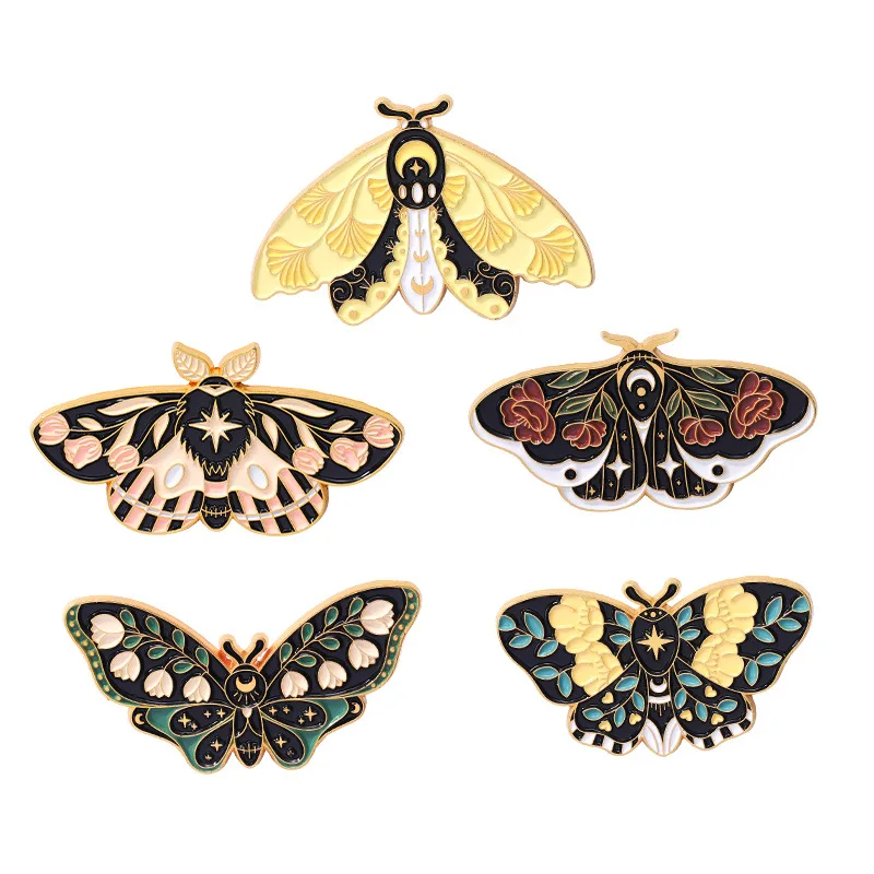 

Beautiful Moths Enamel Pins Insect Brooch Clothes Backpack Lapel Hat Badges Fashion Jewelry Accessories for Friends Kids Gifts
