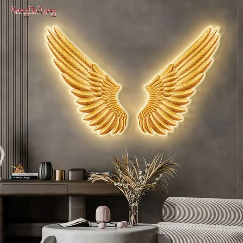 

Modern Design Angel Wings Led Wall Lamp For Living Room Sofa Background Wall Porch Aisle Atmosphere Hanging Painting Decoration