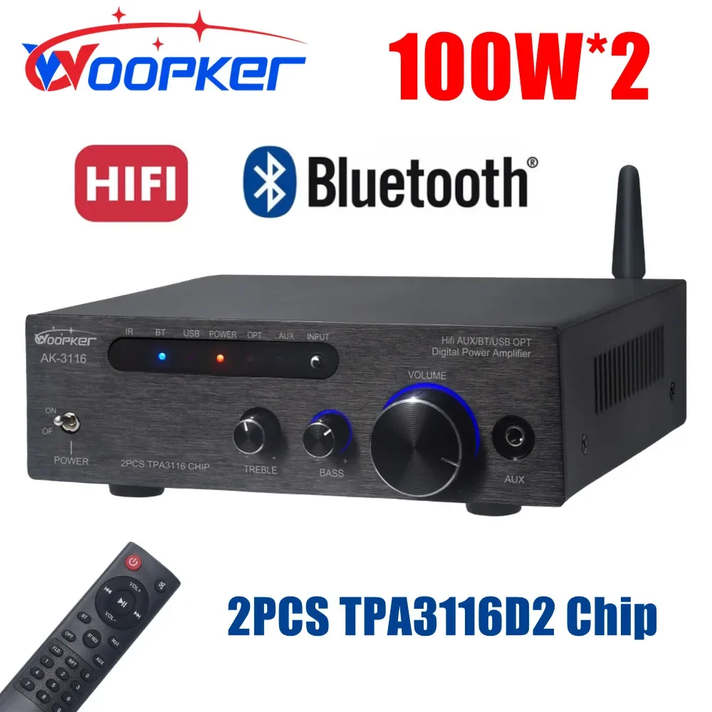 

AK3116 TPA3116 D2*2 Усилитель Bluetooth для сабвуфера 100 Вт x2 HiFi 2,0 Цифровой аудиоусилитель мощности Bass Treble для автомобиля RVs Yacht