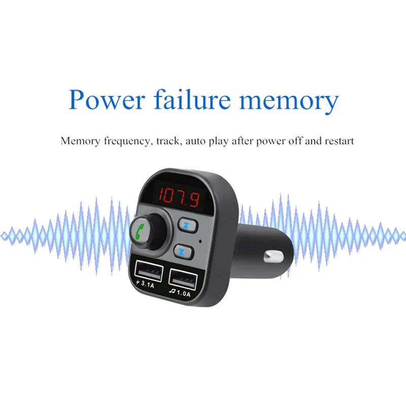 

Double USB Car Charger 3.1A Car Wireless Bluetooth MP3 Player Digital Display Screen Handsfree Call Support TF Car Charger