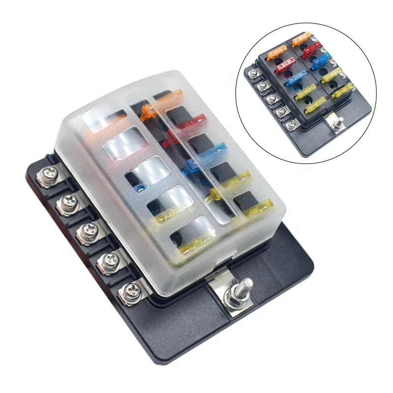 

Car Blade Holder Fuse Box 12/10/8/6 Ways Modified Terminal Block Fuse with LED Warning Light For Car Boat Marine Trike 12V 24V