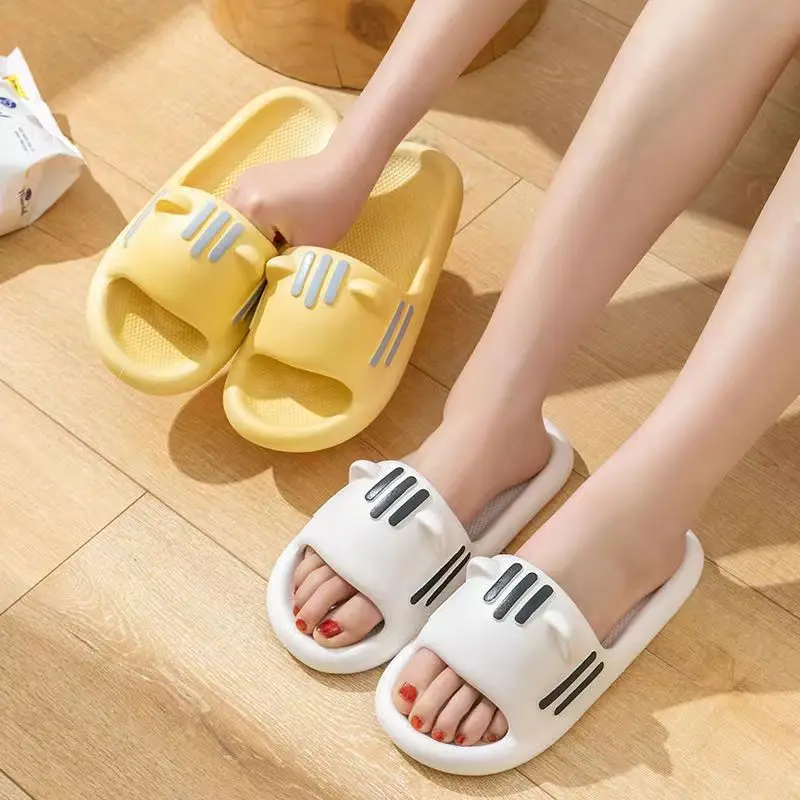 Cute Cat Sandals Women Men Summer Home Shoes Soft Thick Sole Indoor Bathroom Slides for Couples Cartoon Beach Slippers