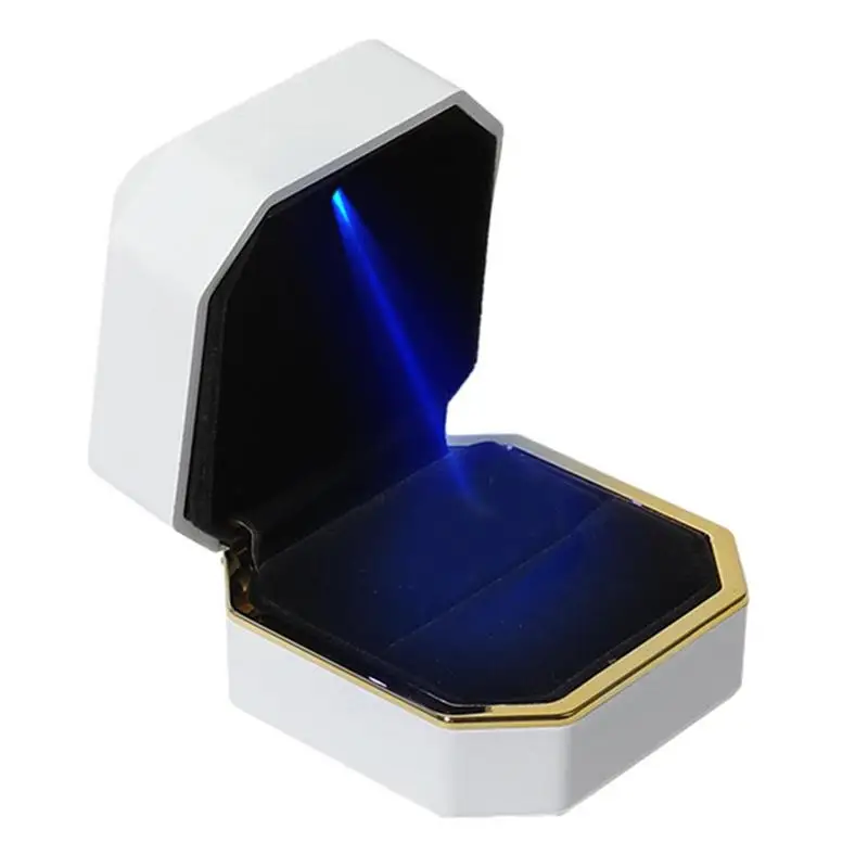 

LED Jewelry Box LED Wedding Ring Organizer Square Jewelry Display Case For Rings Necklace Pendant Gift Box For Engagement