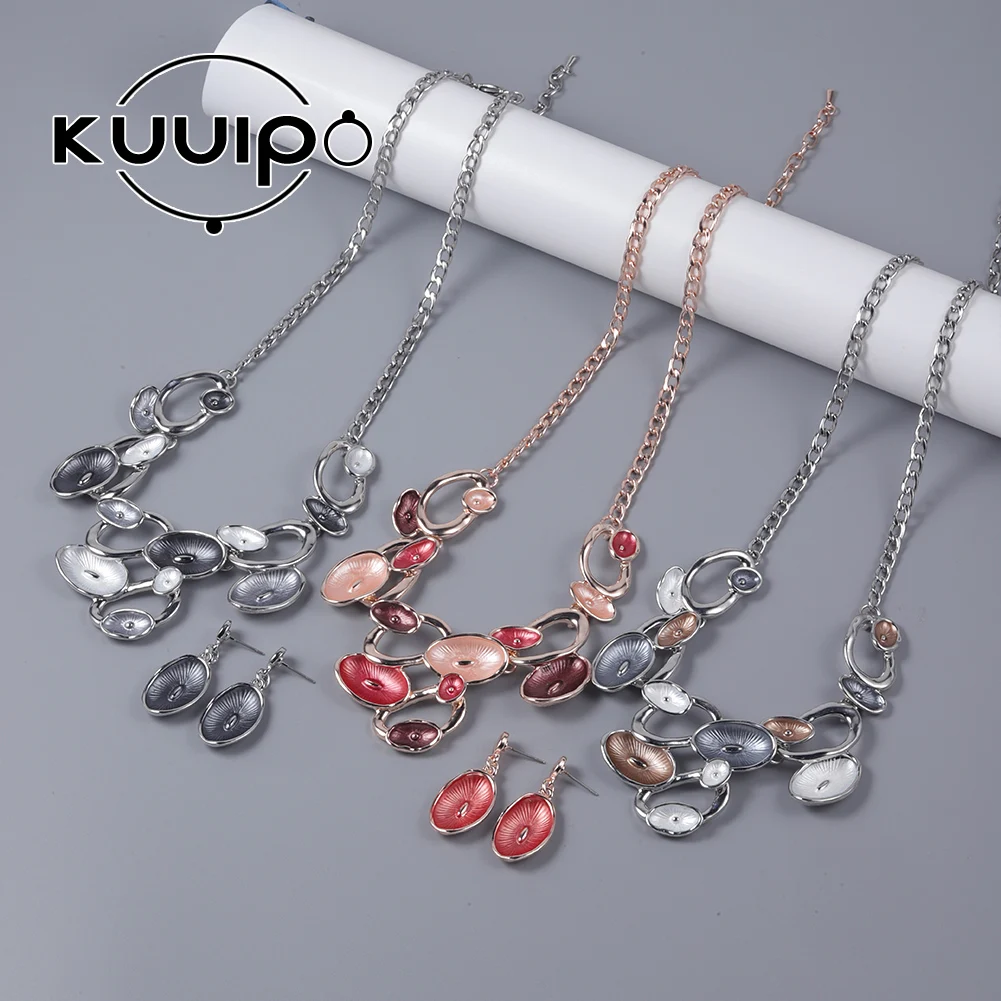 

Модное эмалированное ожерелье Kuuipo, новое асимметричное геометрическое ажурное длинное ожерелье из сплава, ювелирные изделия, аксессуары для женщин