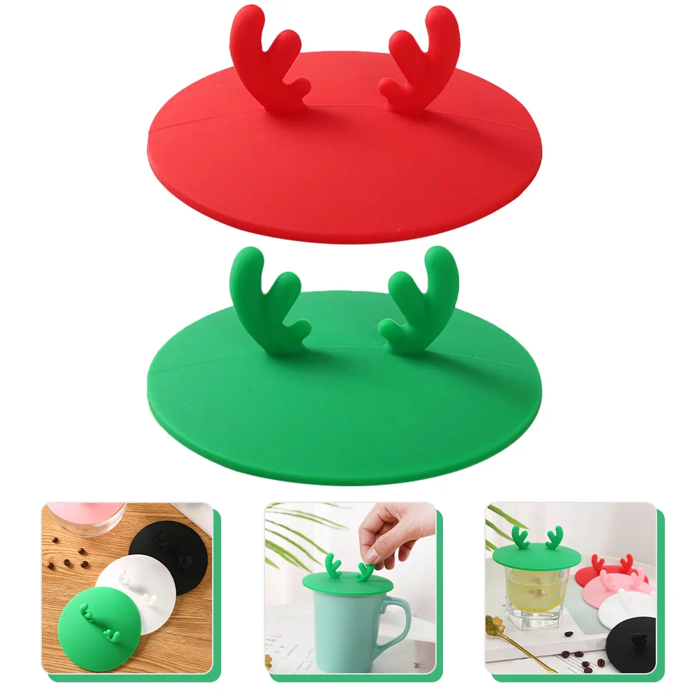 

Cup Cover Covers Lids Christmas Lid Coffee Mug Teadrinking Hot Jar Bottleantlers Holiday Reindeer Can Seasoning Deer Mugsglasses