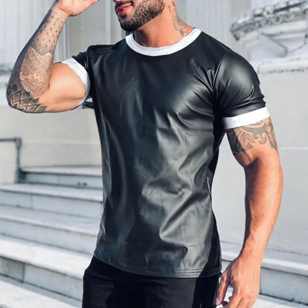 

Мужская футболка контрастных цветов с круглым вырезом и короткими рукавами