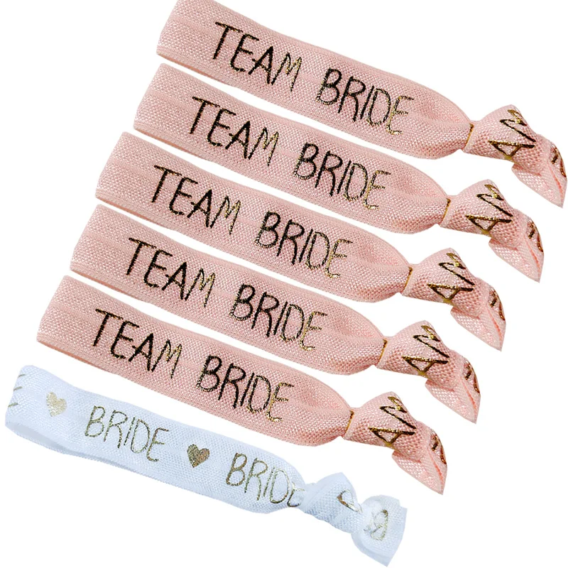 

Pink Team Bride Elastic Bracelet Bride To Be Hen Party Bridal Shower Decor Bachelorette Party Decoration Wedding Party Supplies