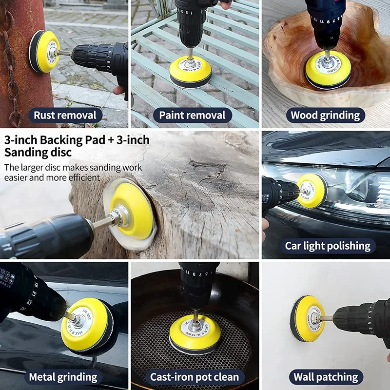 120 шт. 3-дюймовые шлифовальные диски с 2 и 3-дюймовыми подкладками шлифовальной