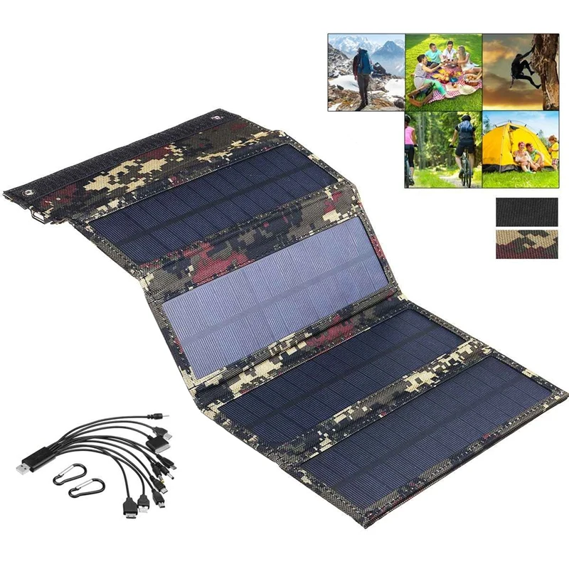 

HOT-Folding Solar Panel 5V Solar Cell Portable Sun Power Waterproof Foldable USB Port Charger Mobile Power Bank for Phone