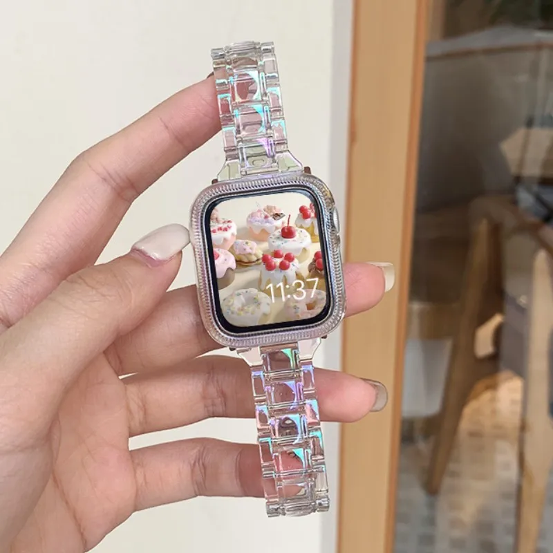 

Color Laser Strap for Applewatch8 Watch Case For Iwatch7/6 38-45mm Watch Band for Apple Watch Se/1/2/3/4/5/