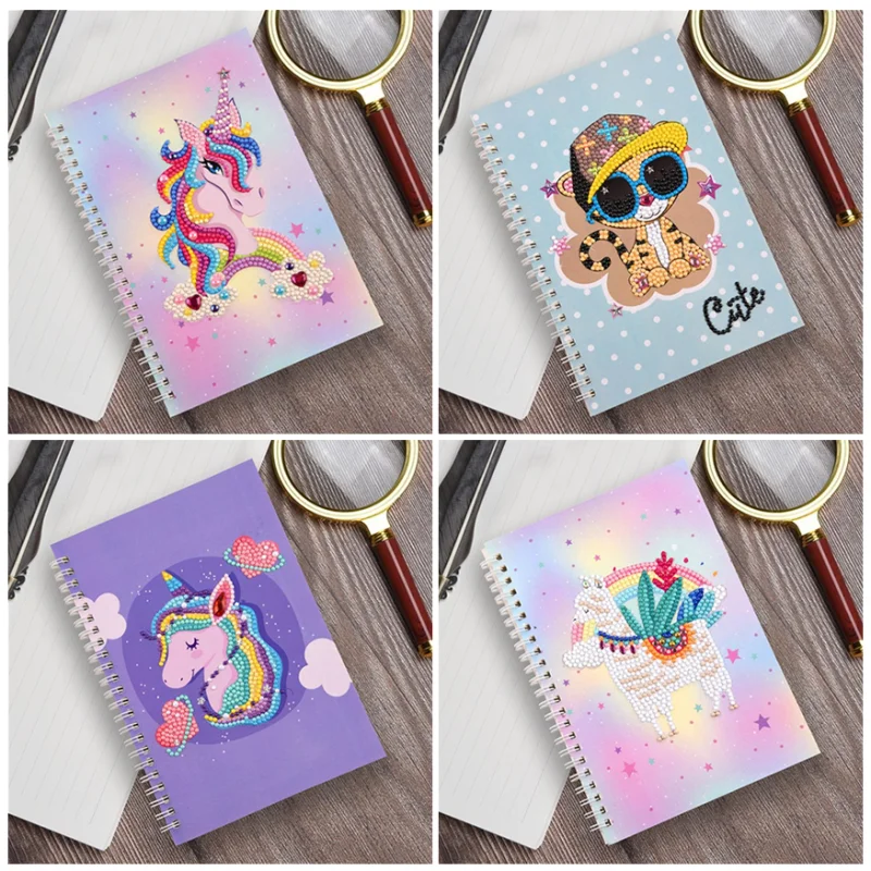 

60 Pages Diamond Painting Notebook DIY Cartoon Animal Special Shaped Drill Diamond Embroidery Mosaic A5 Diary Book Notepad Gift