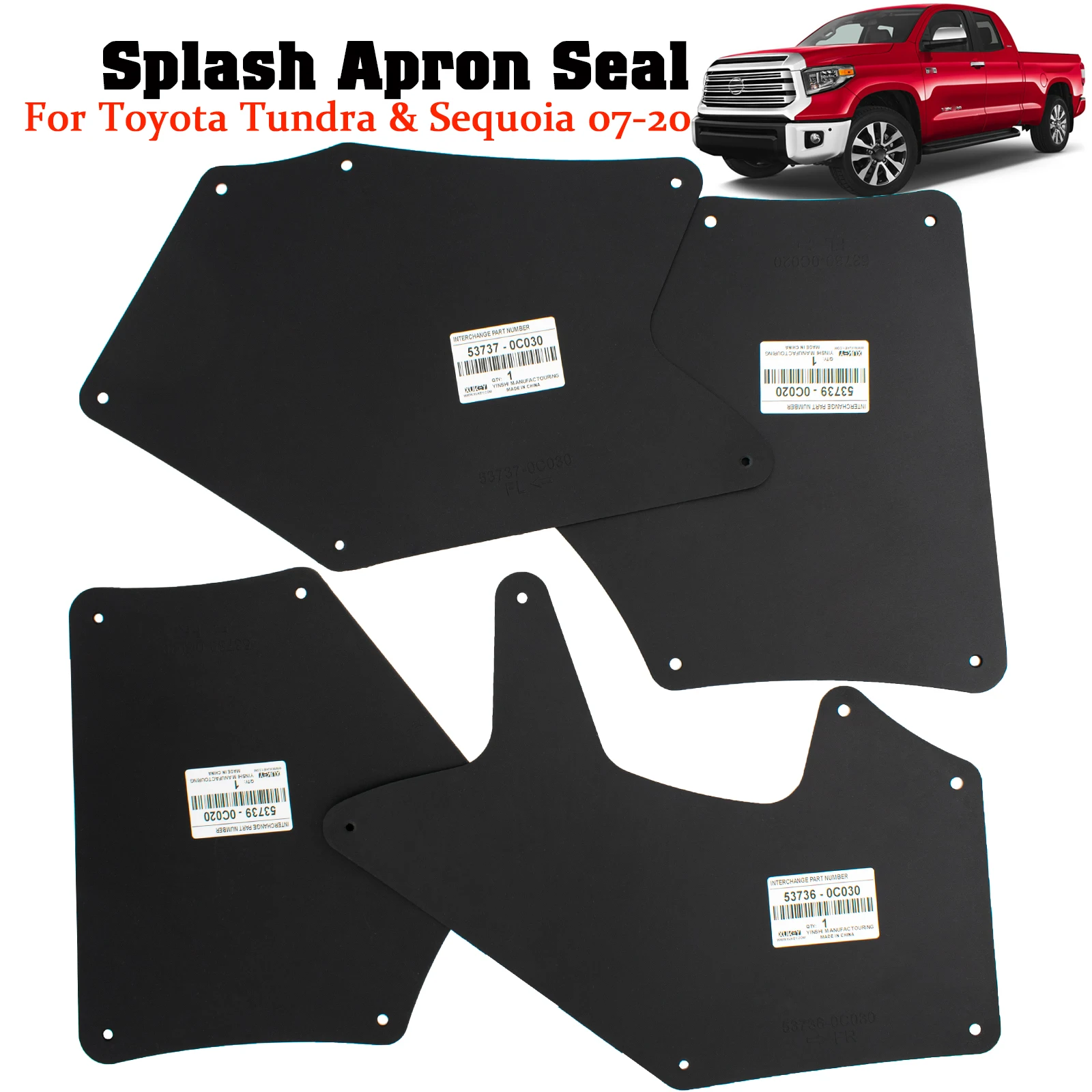

Fender Liners Splash Shield for Toyota Tundra Sequoia 2007-2020 Apron Seal Mud Flaps Mudflaps Mudguards Guards Clips Retainer