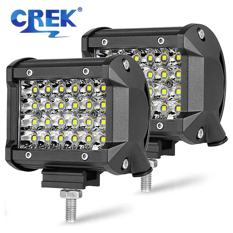 

CREK 4 Inch LED Pod Light Bar 4-Row Spotlight 72W 4x4 Offroad Driving Work Lamp for Car Tractor ATV Snow Plow Boat Truck 12V 24V
