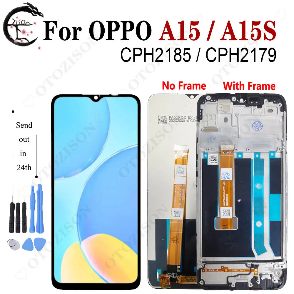 Дисплей 6,52 дюйма для OPPO A15 CPH2185, ЖК-дисплей с рамкой A15s CPH2179, дисплей с сенсорным дигитайзером, сенсор в сборе, запасные части