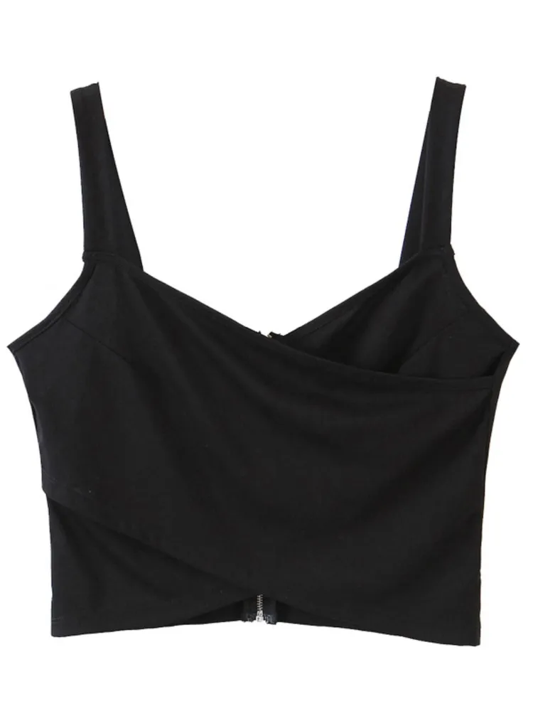 

Plus Size Camis Women's Clothing 2022 Spring Fashion Quality Back Zipper Cross Wrap Chest Camisole Sexy Bottoming Tops N8027