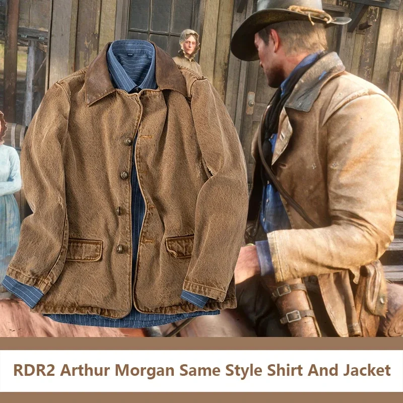 WAT41 игра RDR2 Arthur Morgan тот же стиль джинсовые костюмы для косплея в стиле вестерн