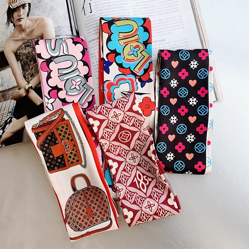 

Женские элегантные длинные маленькие шарфы из искусственного шелка, женские профессиональные ожерелья, повязка для волос, декоративная лента для сумки