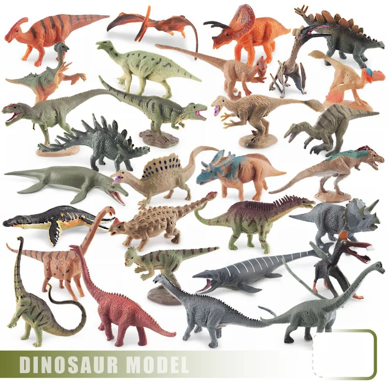 

Jurassic Simulation Mier Tyrannosaurus Rex Triceratops Small Dinosaur Model Toy Set Figurine D'action Kawaii Novelty 19 Toys